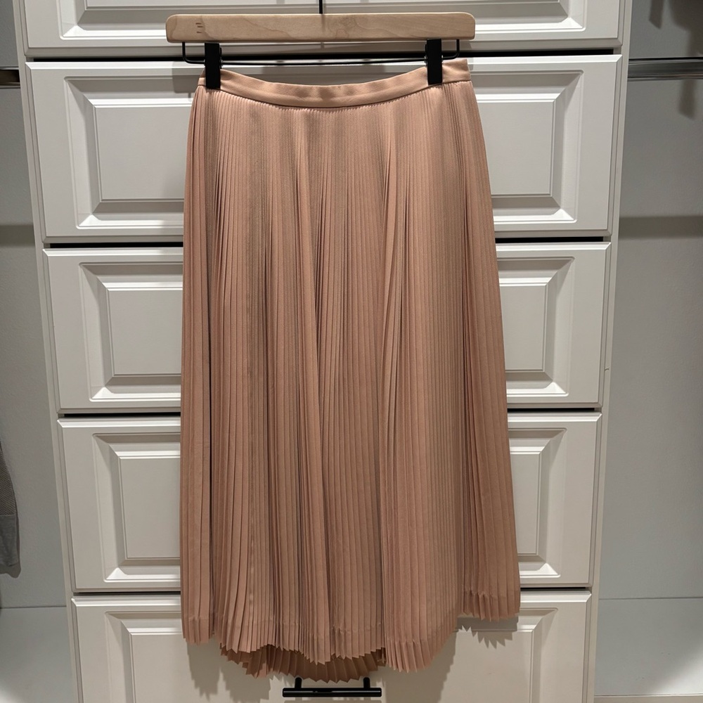J. Crew Pleated Midi Skirt in Blush